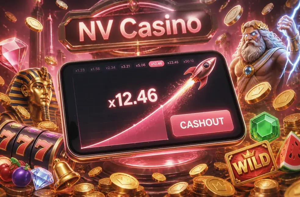 Overzicht van slottitels en crashgames van verschillende providers in NV Casino
