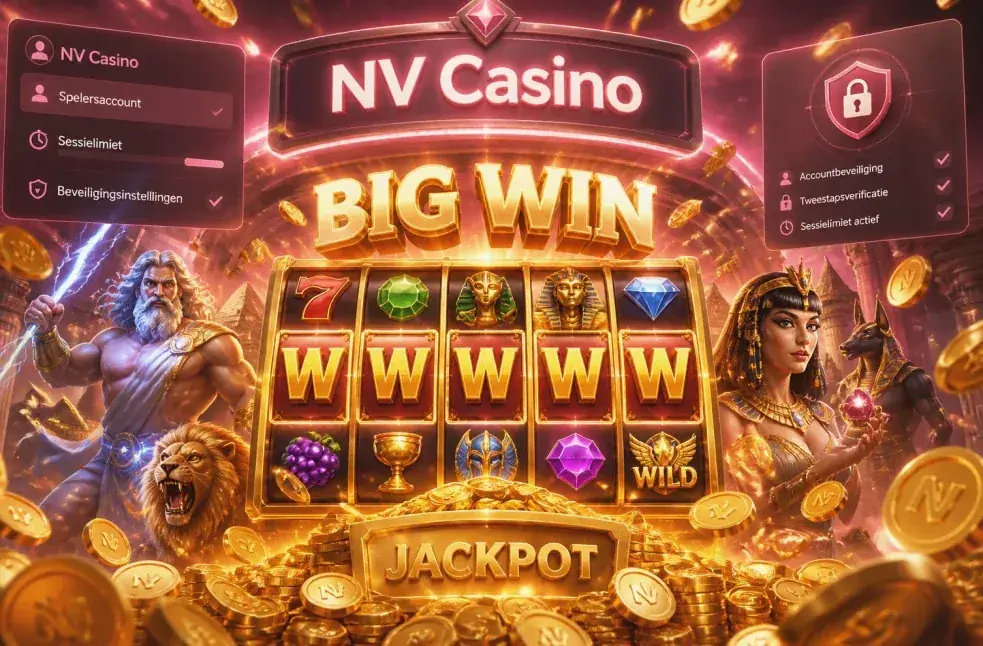 Spelersaccount bij NV Casino met sessielimiet- en beveiligingsinstellingen